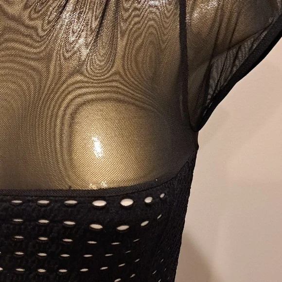 Poof Black Laser Cut Bodycon Dress With Shear Bodice - Picture 6 of 9